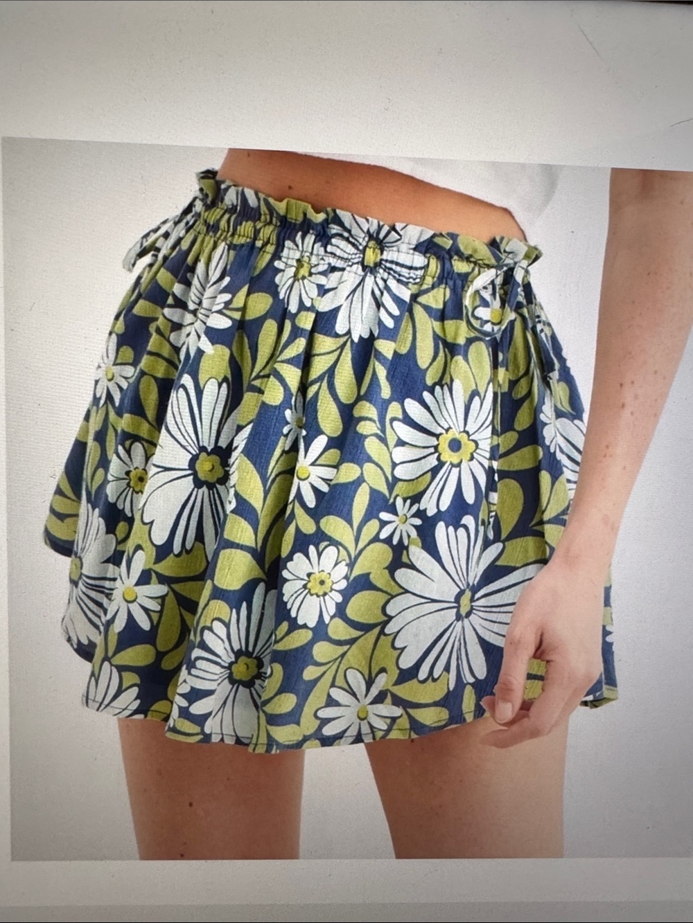 Aerie Floral Tie Side Flowy Mini Skirt Womens L Tropical Flowey lightweight